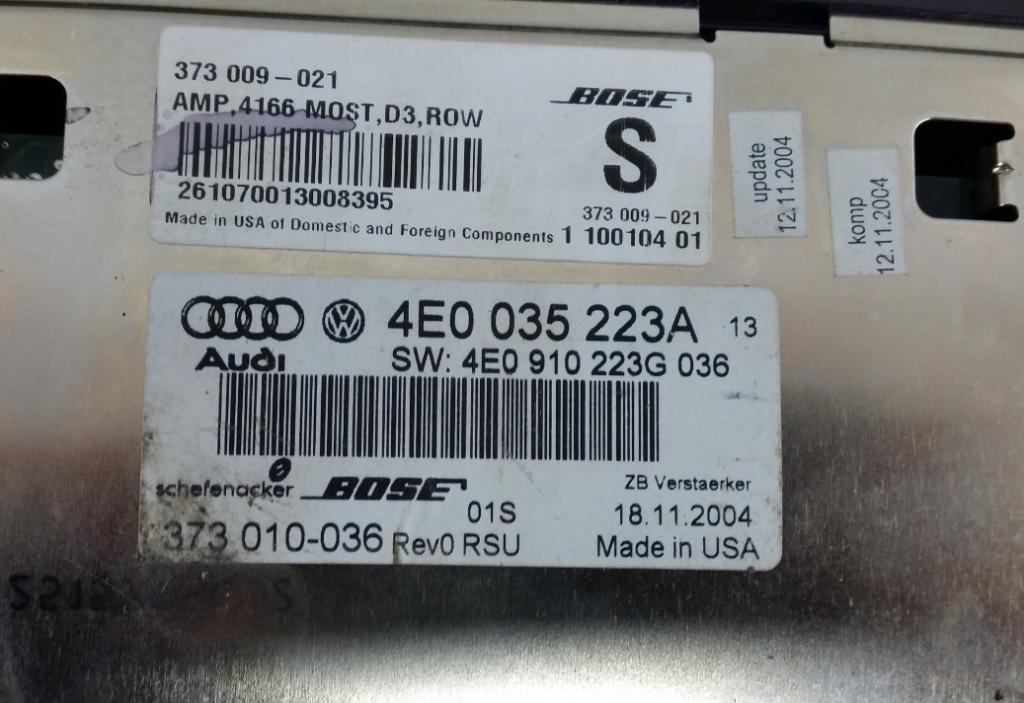 AUDI A8 D3 zesilovač 4E0035223A BOSE