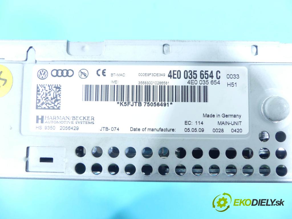 Audi A6 C6 2004-2011 2.7 tdi 190 hp automatic 140 kW 2698 cm3 4- Navigace: 4E0035654C (GPS navigace)