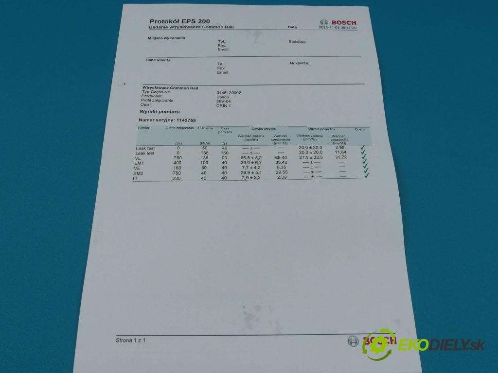 Fiat Ducato II 1994-2006 2.8 jtd 128 HP manual 94 kW 2800 cm3 5- vstrek 0445120002 (Vstrekovače)