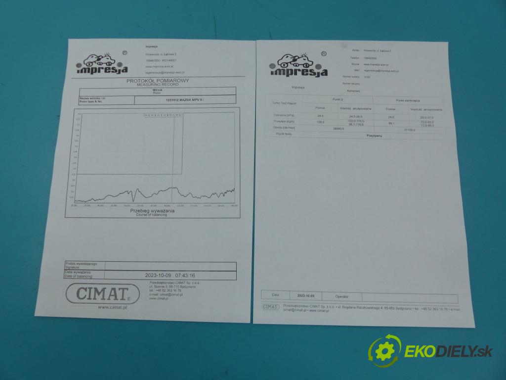 Mazda Mpv II 1999-2006 2.0 citd 136 HP manual 100 kW 1998 cm3 5- turbodúchadlo, turbo VJ 32 (Turbodúchadlá (kompletné))