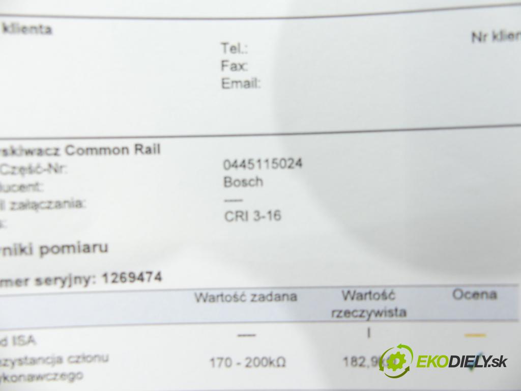 Audi A6 C6 2004-2011 3.0 tdi 224 hp automatic 165 kW 2967 cm3 4- vstřikovač 0445115024