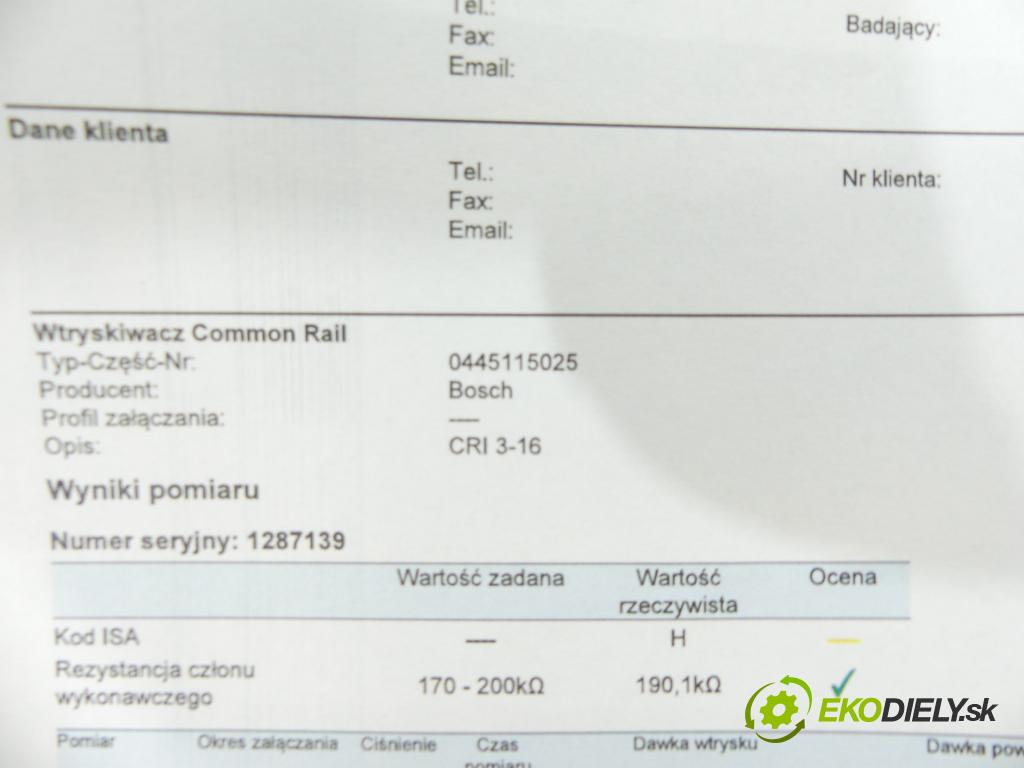 Land rover Range Rover III L322 2001-2012 3.6 TD V8 272 hp automatic 200 kW 3628 cm3 5- vstřikovač 0445115025