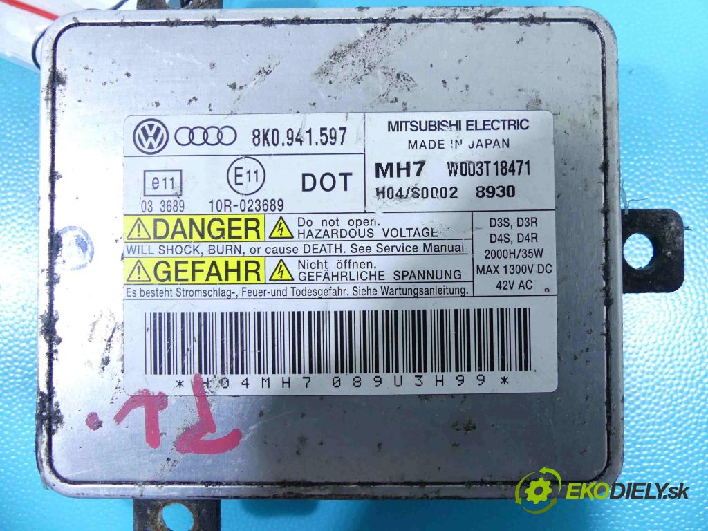 Audi A4 B8 2007-2015 2.0 TDI 143 HP automatic 105 kW 1968 cm3 4- střídač: xenon 8K0941597 (Riadiace jednotky xenónu)