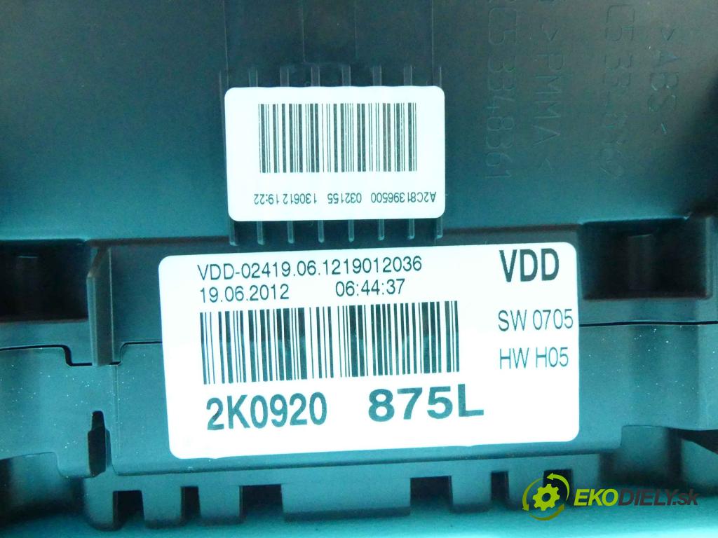 Vw Caddy III 2K 2003-2015 2.0 tdi 140 HP manual 103 kW 1968 cm3 5- prístrojovka/ budíky 2K0920875L (Prístrojové dosky, displeje)