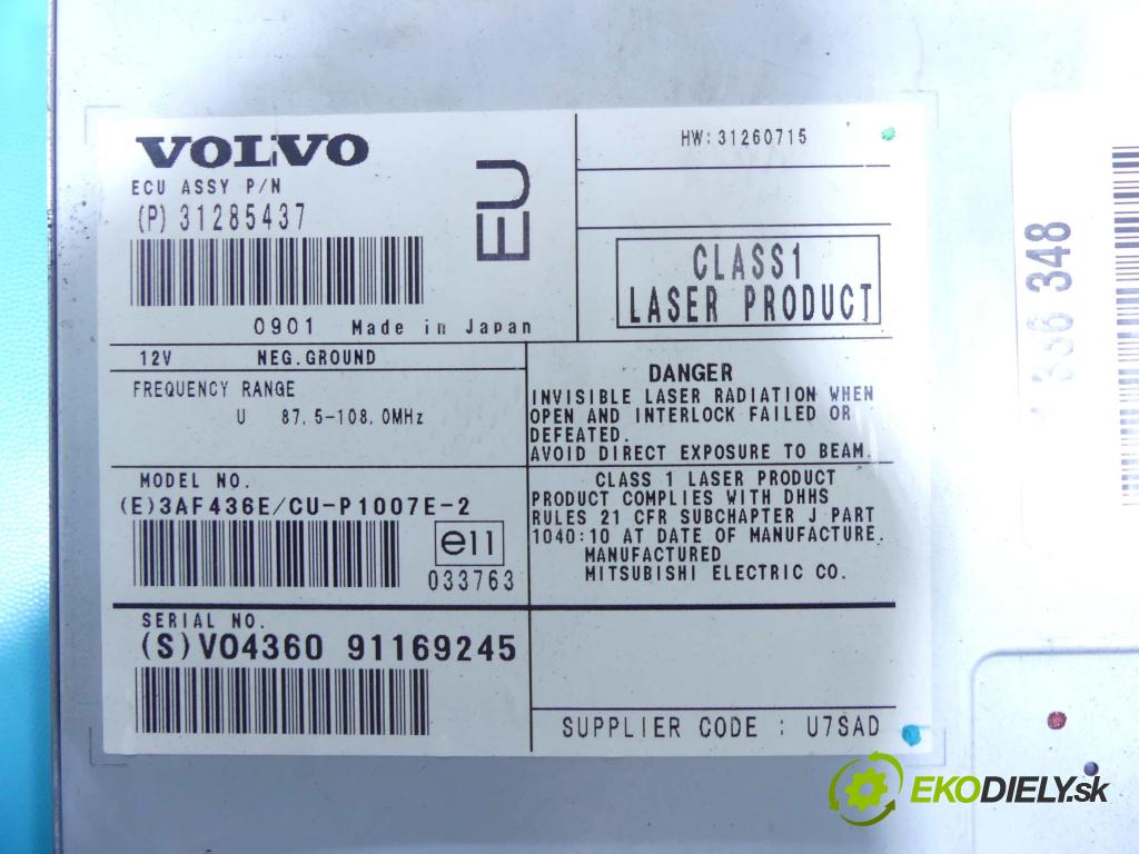 Volvo V50 2.0d 136hp manual 100 kW 1997 cm3 5- Měnič: cd 31285437 (CD měniče)