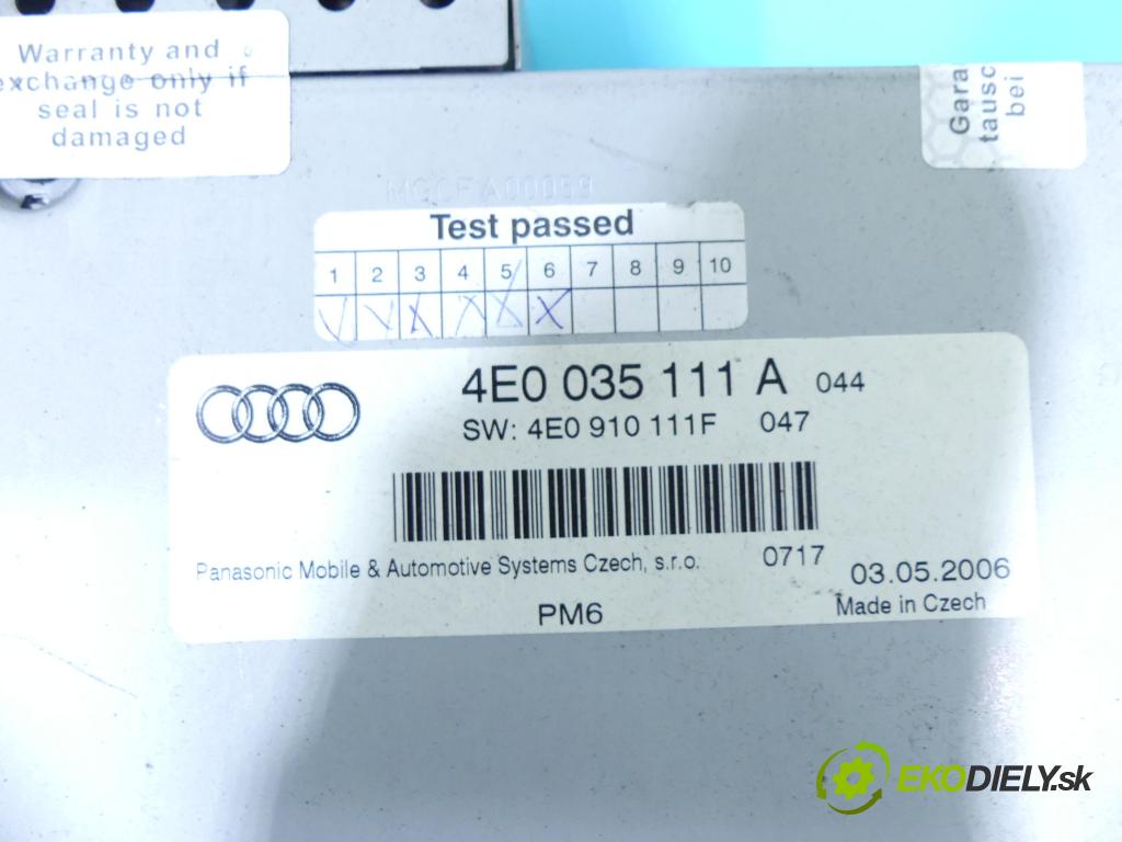 Audi A6 C6 2004-2011 3.0 V6 tdi 224 hp automatic 165 kW 2967 cm3 4- Měnič: cd 4E0035111A (CD měniče)