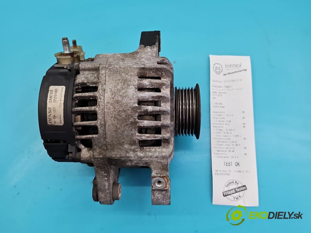 Toyota Aygo 2005-2014 1.0 68 HP manual 50 kW 998 cm3 5- Alternator 101210-1400 (Alternátory)