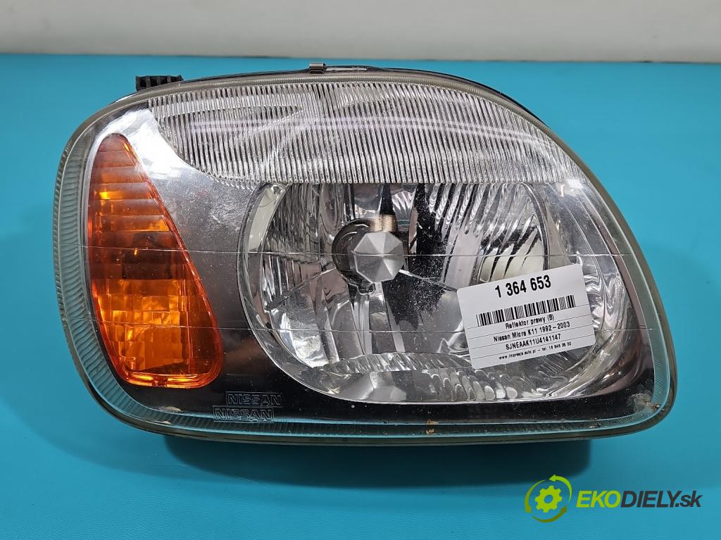 Nissan Micra K11 1992-2003 1.0 16V 60 HP manual 44 kW 998 cm3 3- Reflektor: pravý 260101F511 (Pravé)