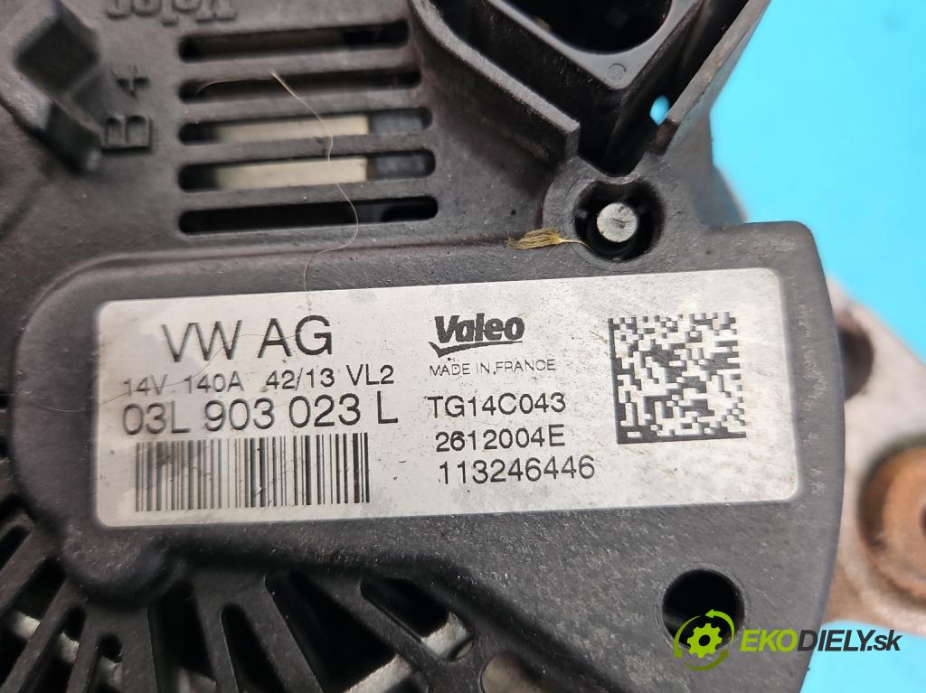 Vw Golf VII 2012-2020 1.6 tdi 105 HP automatic 77 kW 1598 cm3 5- Alternator 03L903023L (Alternátory)