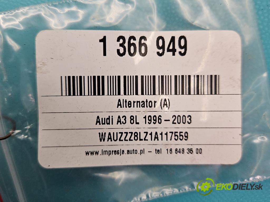 Audi A3 8L 1996-2003 1.9 tdi 131 HP manual 96 kW 1896 cm3 3- Alternator 028903028E (Alternátory)