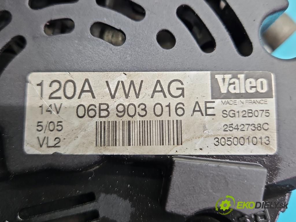 Audi A4 B7 2004-2008 2.0 20V 131 hp manual 96 kW 1984 cm3 4- Alternator 06B903016AE (Alternátory)