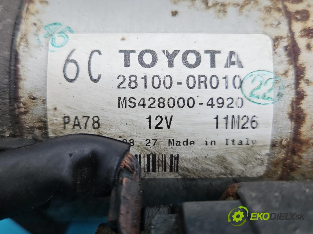 Toyota Rav4 III 2005-2012 2.2 D-CAT 177 hp manual 130 kW 2231 cm3 5- startér: 28100-0R010 (Startéry)