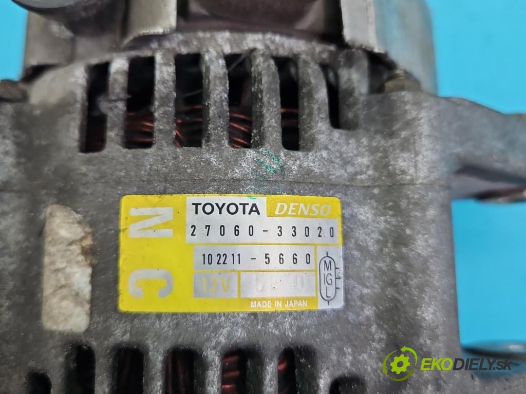 Toyota Yaris I 1999-2005 1.4 D4D 75 HP manual 55 kW 1364 cm3 3- Alternator 27060-33020 (Alternátory)