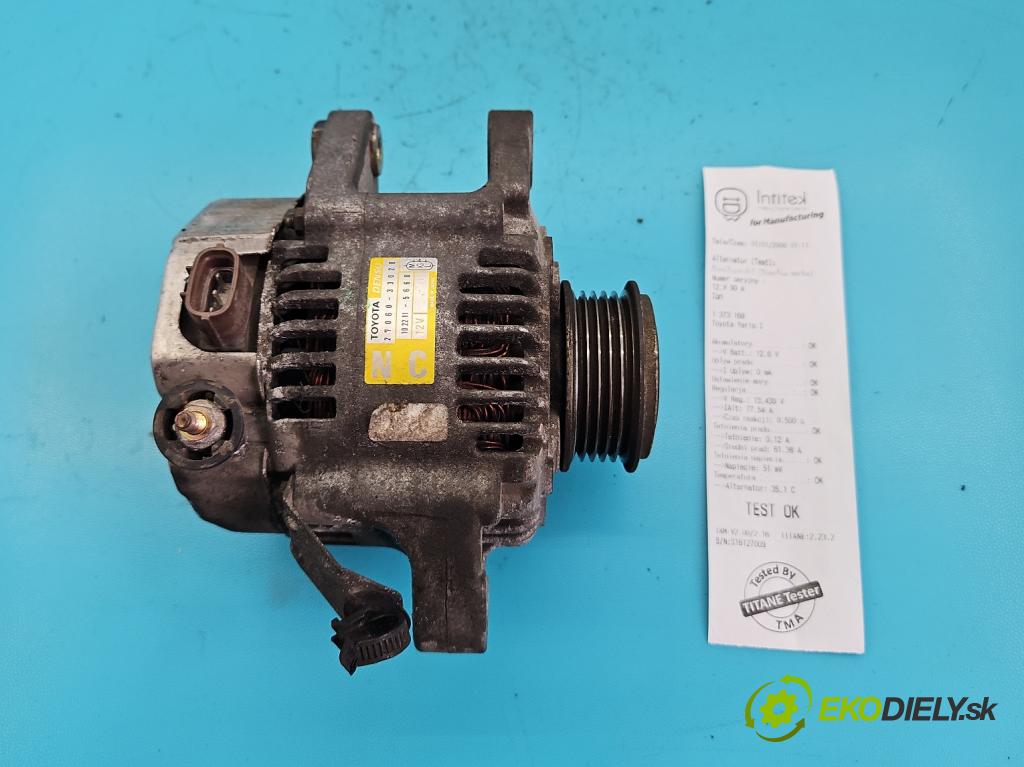 Toyota Yaris I 1999-2005 1.4 D4D 75 hp manual 55 kW 1364 cm3 3- Alternator 27060-33020 (Alternátory)