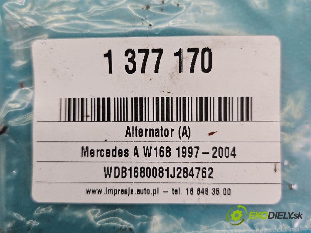 Mercedes A W168 1997-2004 1.7 CDI 90 HP manual 66 kW 1689 cm3 5- Alternator A0101543902 (Alternátory)