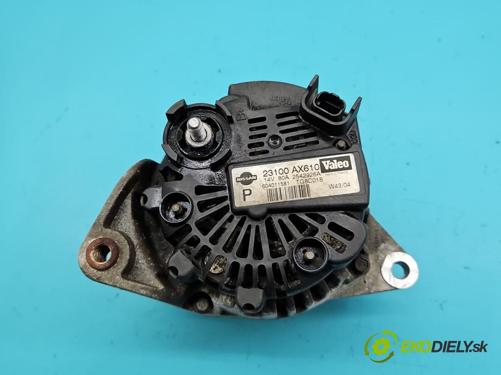 Nissan Micra K12 2003-2010 1.2 16V 80 hp manual 59 kW 1240 cm3 5- Alternator 23100AX610 (Alternátory)