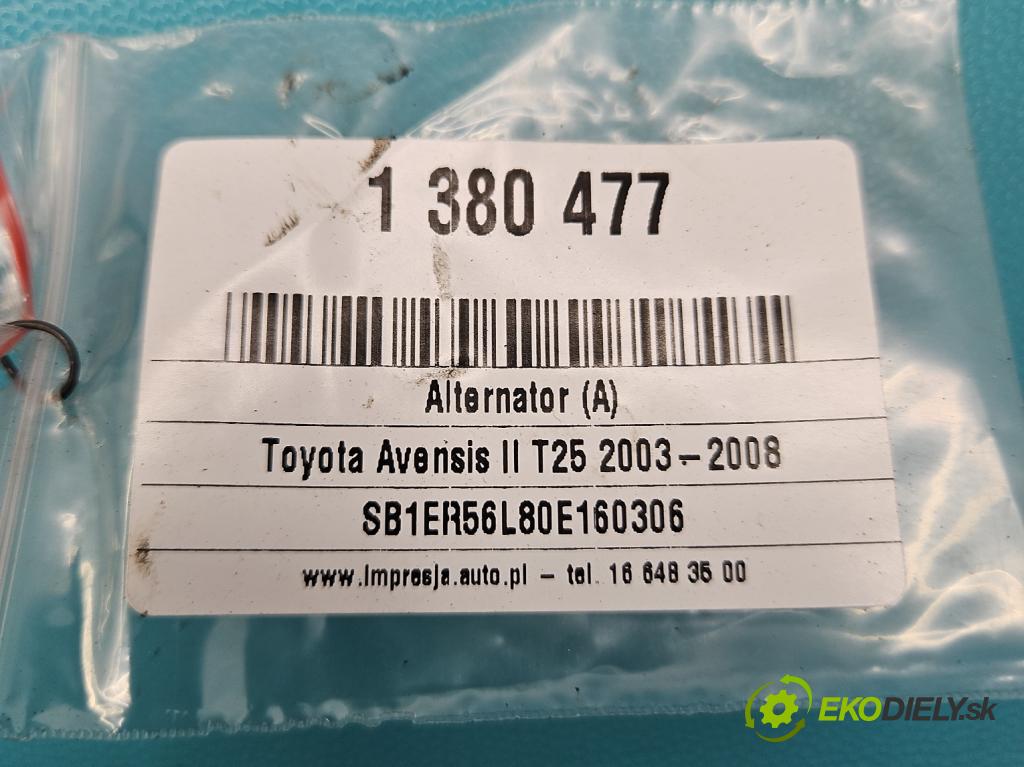 Toyota Avensis II T25 2003-2008 1.8 vvti 129 HP manual 95 kW 1794 cm3 5- Alternator 27060-0D140 (Alternátory)