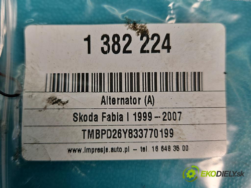 Skoda Fabia I 1999-2007 1.4 16V 101 HP manual 74 kW 1390 cm3 5- Alternator 037903025G (Alternátory)