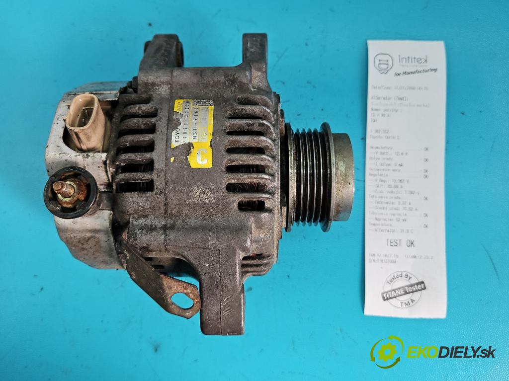 Toyota Yaris I 1999-2005 1.4 D4D 75 HP manual 55 kW 1364 cm3 5- Alternator 27060-33020 (Alternátory)