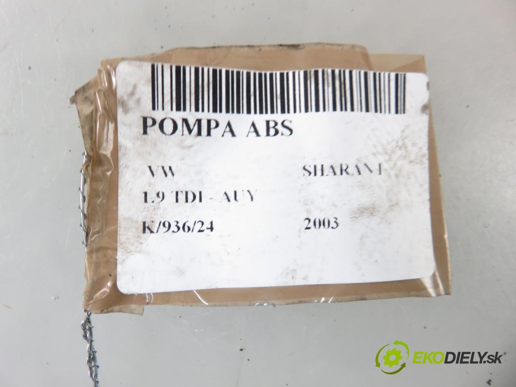 VW SHARAN (7M8, 7M9, 7M6) MINIVAN 2003 85,00 1.9 TDI PD 115 - AUY 1896,00 Pumpa ABS 7M3907379B ; 10094703093 ; 7M3614111 (Pumpy ABS)