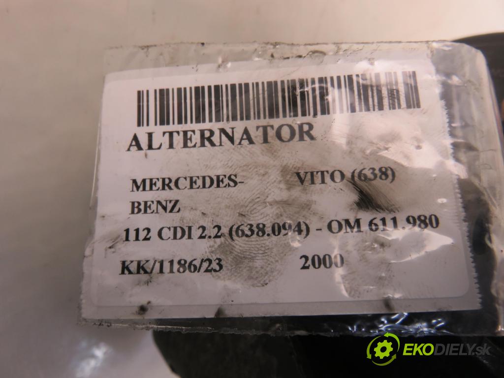 MERCEDES-BENZ VITO Skrzynia (638) BUS 2000 90,00 112 CDI 2.2 (638.094) - OM 611.980 2151,00 Alternátor 0123510082 ; 01015496202 (Alternátory)