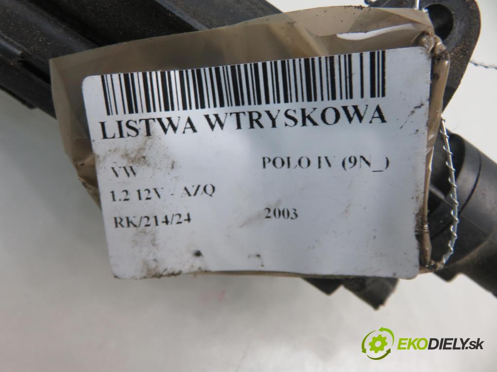 VW POLO (9N_) HB 2003 47,00 1.2 12V 64 - AZQ 1198,00 lišta vstřikovací 03E133319 ; 03E906031