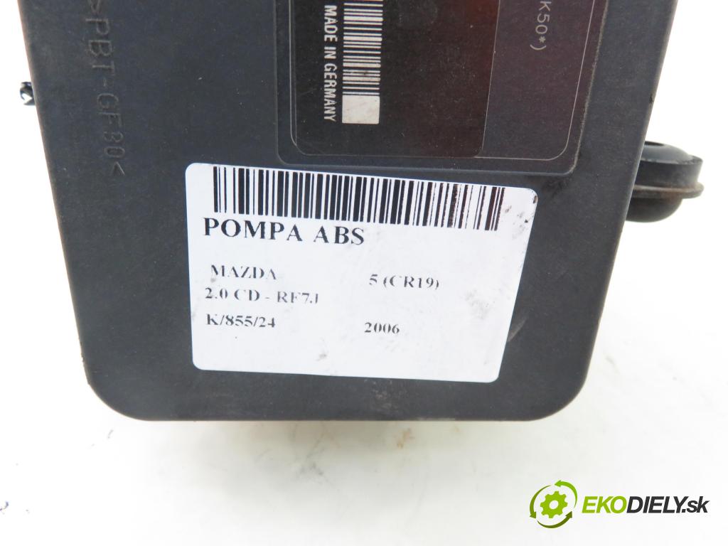 MAZDA 5 (CR19) MINIVAN 2006 81,00 2.0 MZR-CD 110 - RF7J 1998,00 Pumpa ABS 06210905973 ; 5N612C405CB (Pumpy ABS)