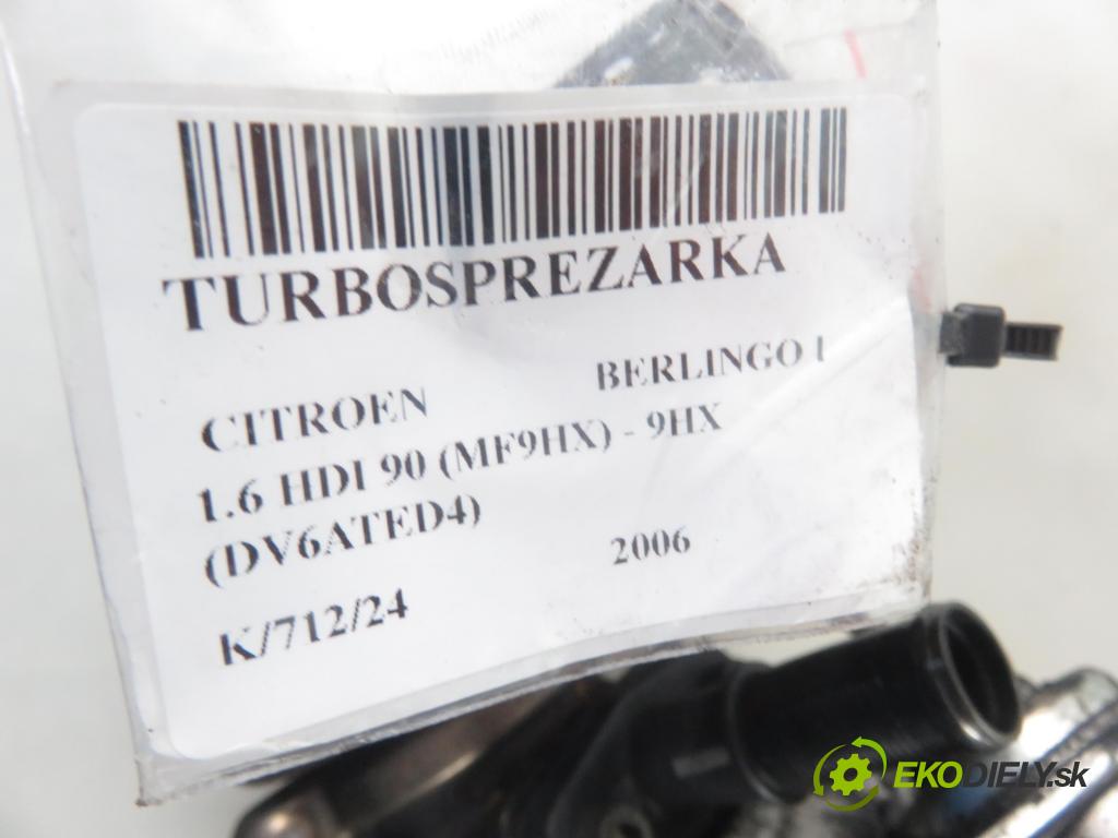 CITROEN BERLINGO / BERLINGO FIRST nadwozie wielkoprzestrzenne (MPV) MULTIVAN 2006 66,00 1.6 HDI 90 - 9HX (DV6ATED4) 1560,00 Turbodúchadlo 0375N5 ; 4917307517 (Turbodúchadlá (kompletné))