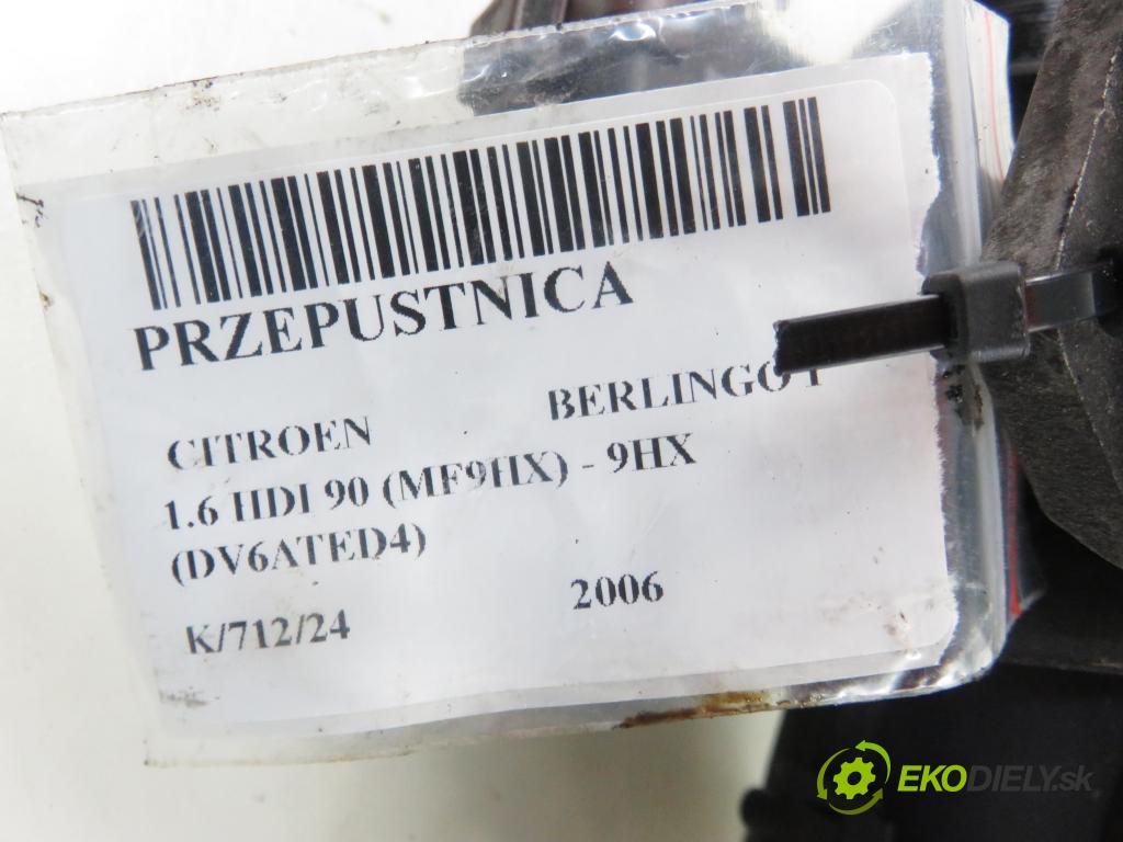 CITROEN BERLINGO / BERLINGO FIRST nadwozie wielkoprzestrzenne (MPV) MULTIVAN 2006 66,00 1.6 HDI 90 - 9HX (DV6ATED4) 1560,00 Škrtiaca klapka 9659255980 (Škrtiace klapky)