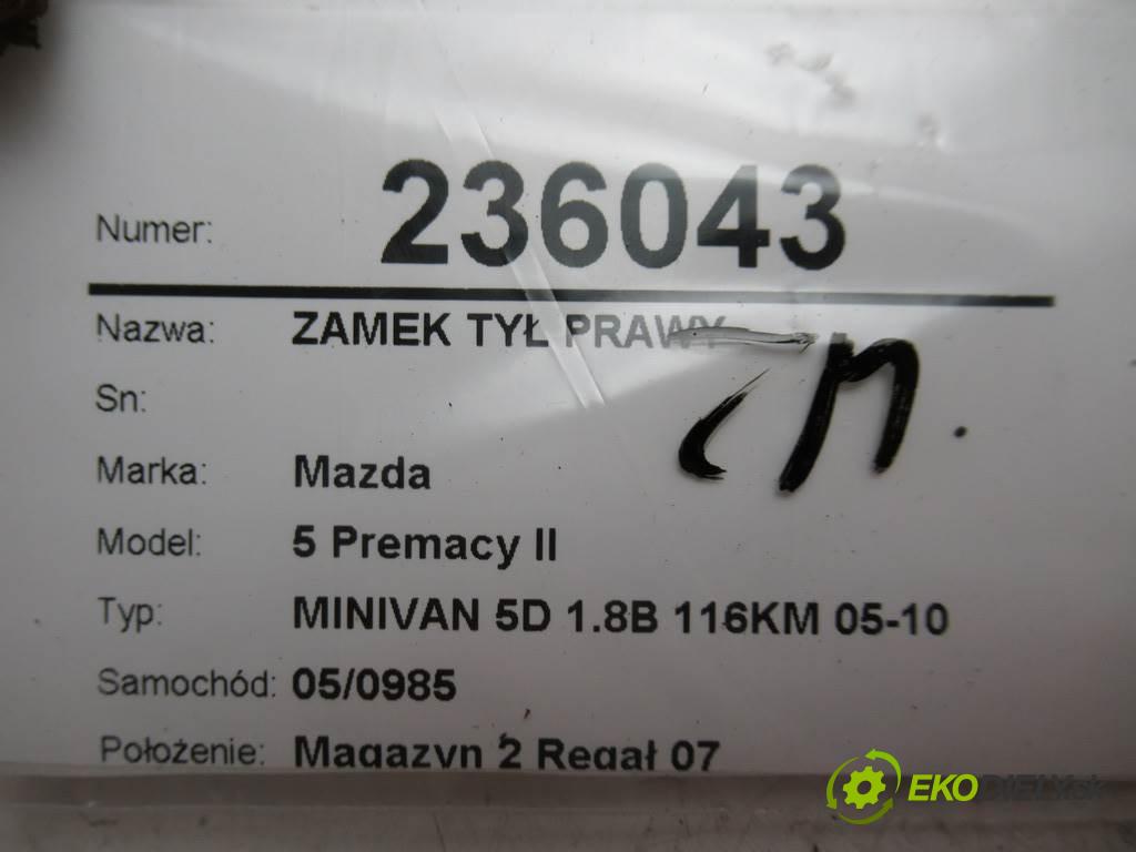 Mazda 5 Premacy II  2005  MINIVAN 5D 1.8B 116KM 05-10 1800 zámok zad pravy 
