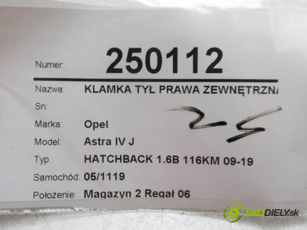 Opel Astra IV J  2010 85 kW HATCHBACK 1.6B 116KM 09-19 1600 Kľučka zad pravá vonkajšia  (Ostatné)