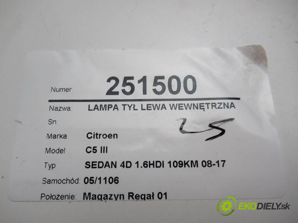 Citroen C5 III  2010 80 kW SEDAN 4D 1.6HDI 109KM 08-17 1600 Svetlo zad ľavá strana vnútorná 9687583080 (Ostatné)