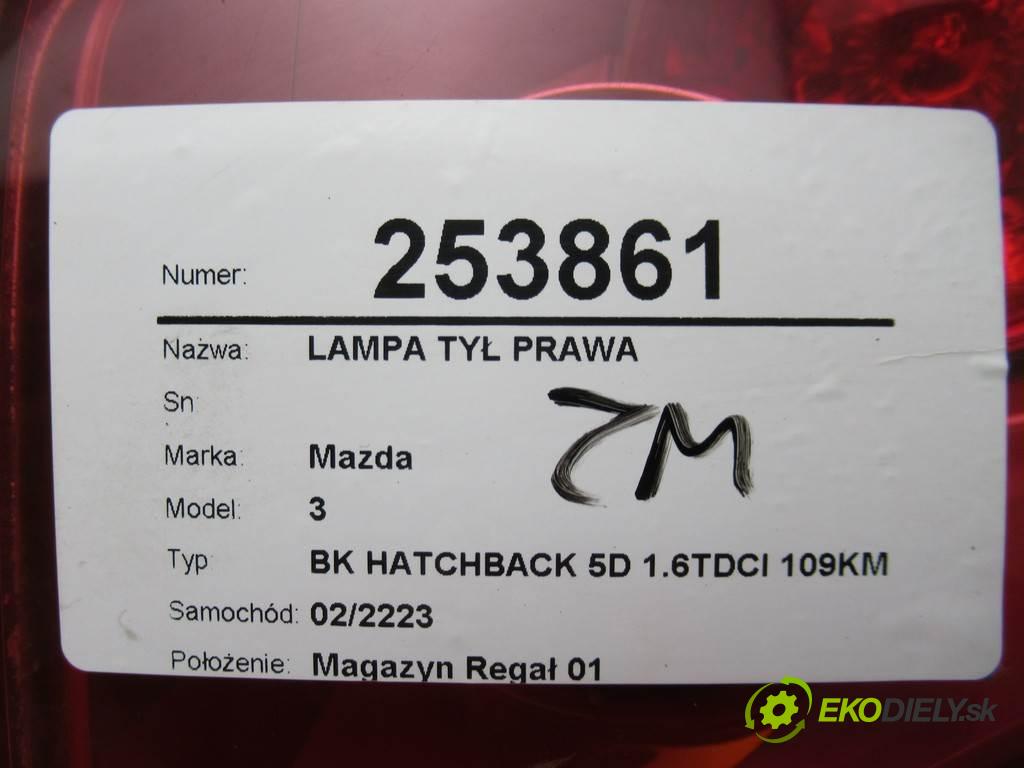 Mazda 3  2004 80 kW BK HATCHBACK 5D 1.6TDCI 109KM 03-09 1600 Svetlo zad pravá  (Ostatné)