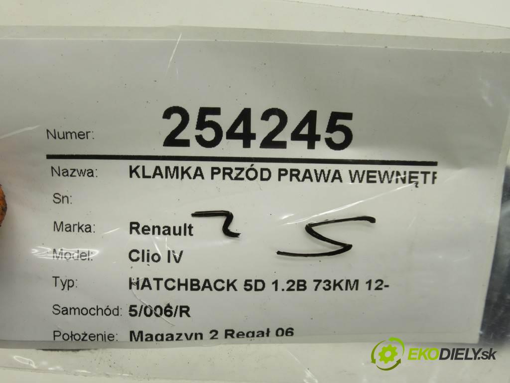 Renault Clio III LIFT  2013 55 kW HATCHBACK 5D 1.2B 73KM 09-12 1100 Kľučka predný pravá vnútorná  (Ostatné)