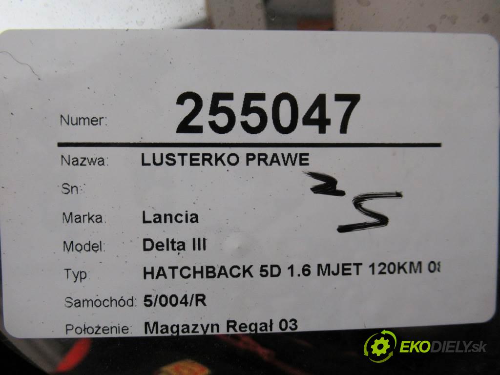 Lancia Delta III  2010 88 kW HATCHBACK 5D 1.6 MJET 120KM 08-14 1600 Spätné zrkadlo pravé  (Ostatné)