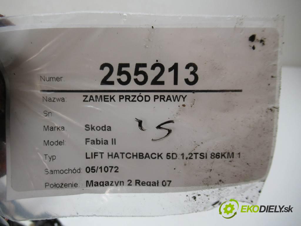 Skoda Fabia II  2014  LIFT HATCHBACK 5D 1.2TSI 86KM 10-14 1200 zámok predný pravy 1S1837016C