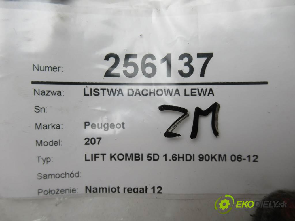 Peugeot 207    LIFT KOMBI 5D 1.6HDI 90KM 06-12  Lišta strešná ľavá strana 