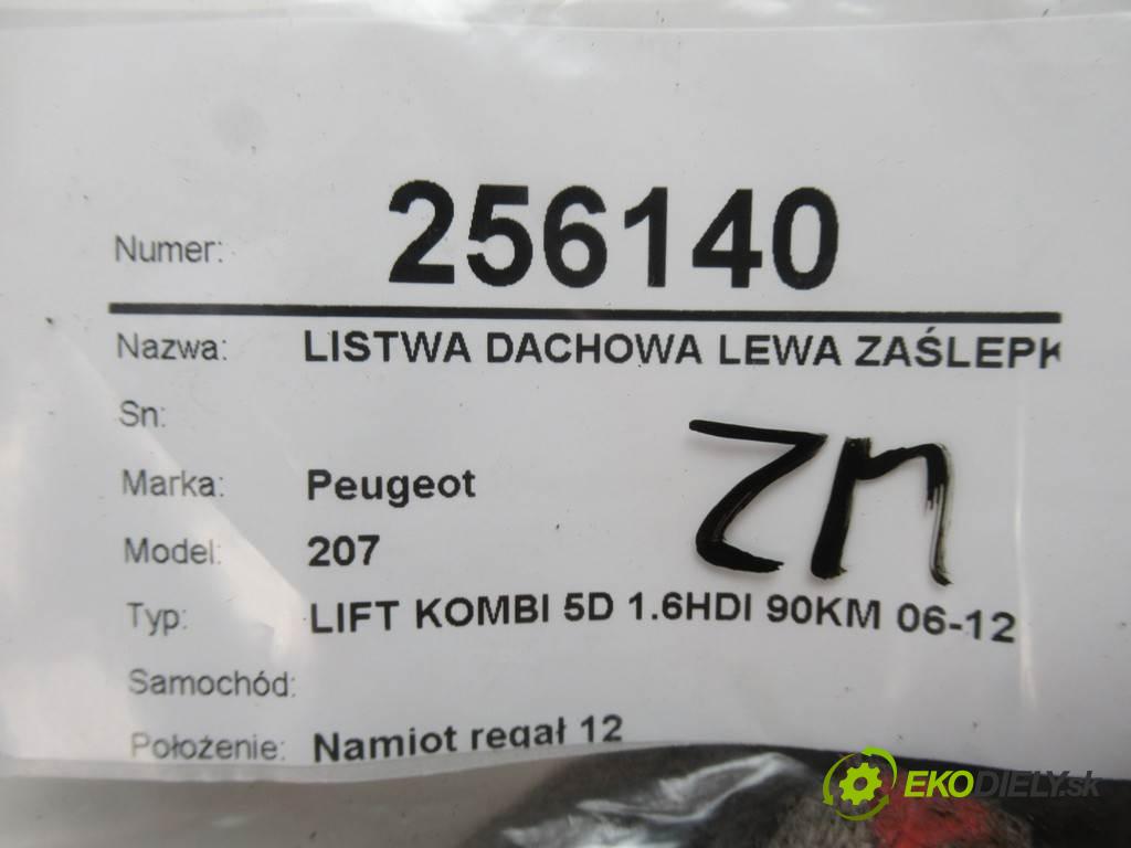 Peugeot 207    LIFT KOMBI 5D 1.6HDI 90KM 06-12  Lišta strešná ľavá strana Kryt lyžiny 9681056277