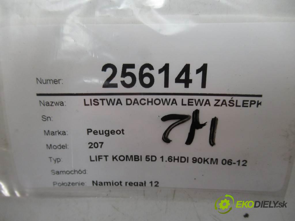 Peugeot 207    LIFT KOMBI 5D 1.6HDI 90KM 06-12  Lišta strešná ľavá strana Kryt lyžiny 9681066577