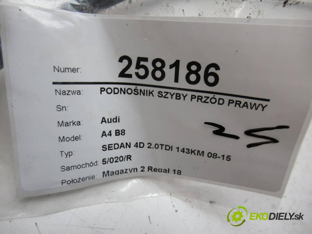 Audi A4 B8  2008 105 kW SEDAN 4D 2.0TDI 143KM 08-15 2000 Mechanizmus okna predný pravy 8K0959802 (Ostatné)