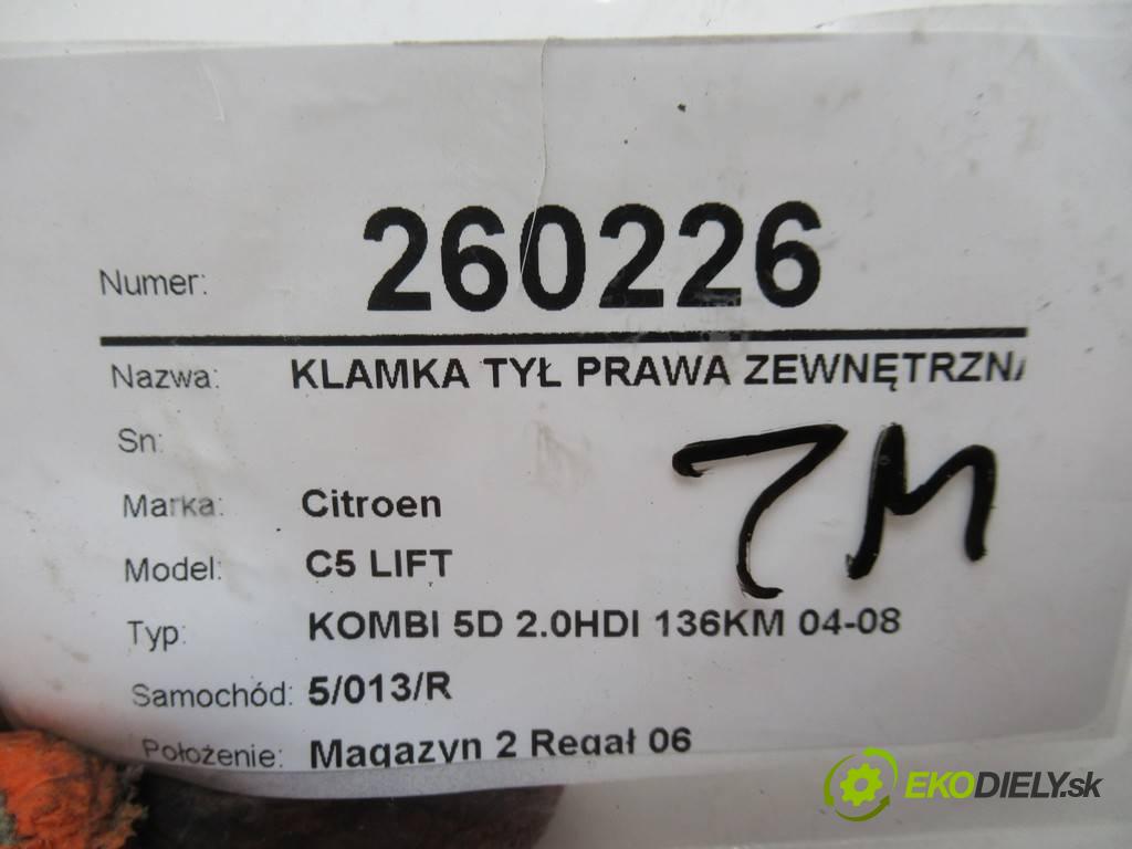 Citroen C5 LIFT  2006 100 kW KOMBI 5D 2.0HDI 136KM 04-08 2000 Kľučka zad pravá vonkajšia  (Ostatné)