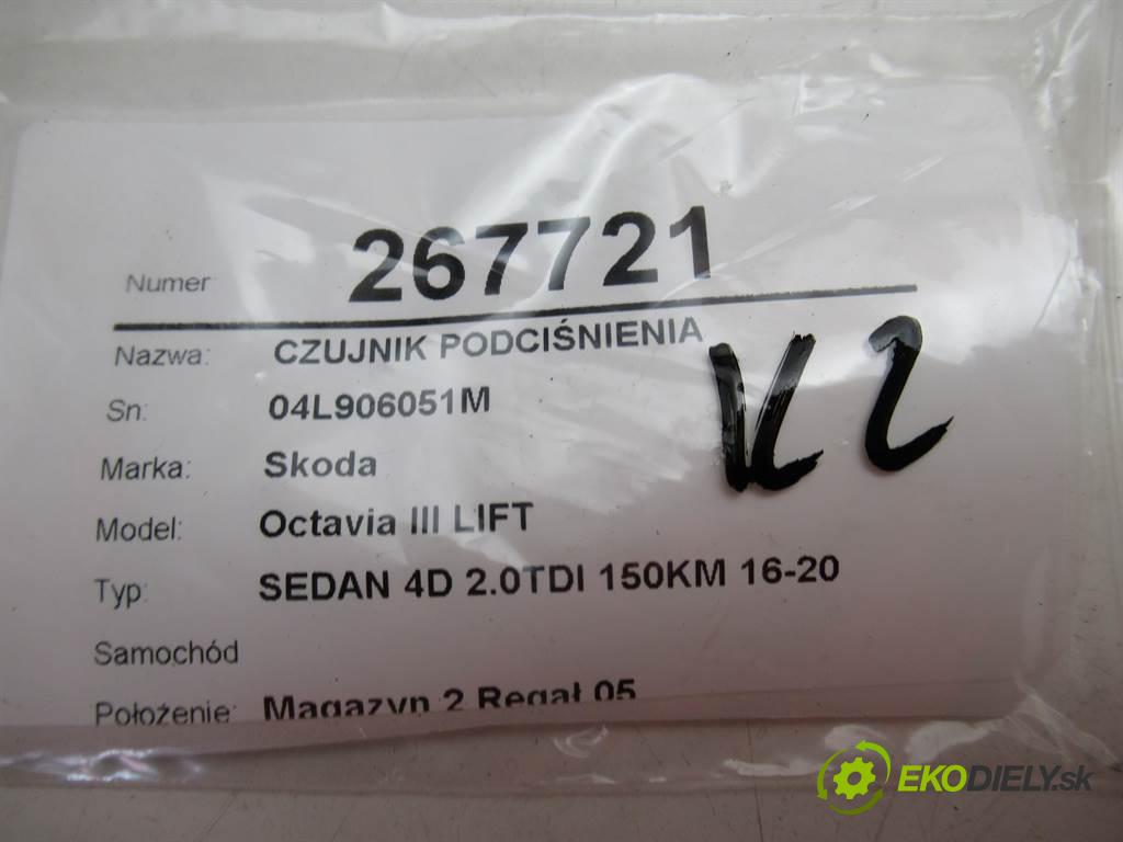 Skoda Octavia III LIFT    SEDAN 4D 2.0TDI 150KM 16-20  Snímač tlaku 04L906051M (Snímače tlaku)