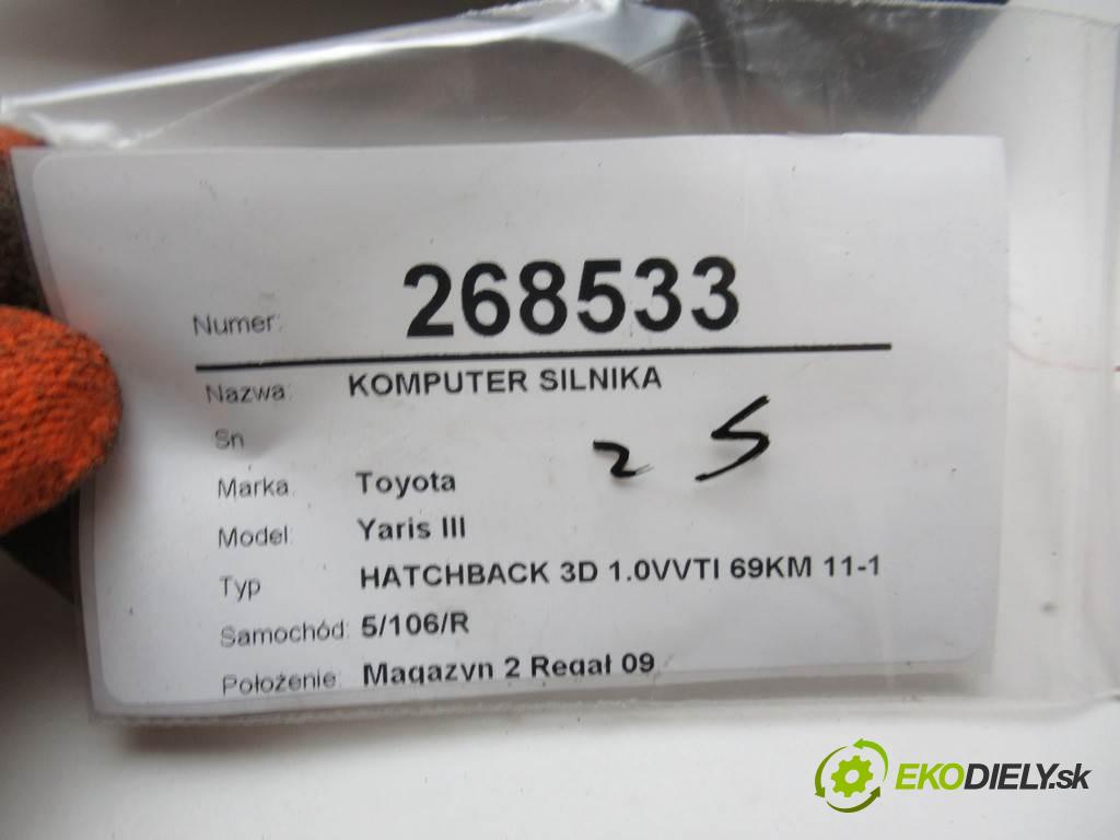 Toyota Yaris III  2013 51 kW HATCHBACK 3D 1.0VVTI 69KM 11-14 1000 riadiaca jednotka Motor 0261S07104 (Riadiace jednotky)