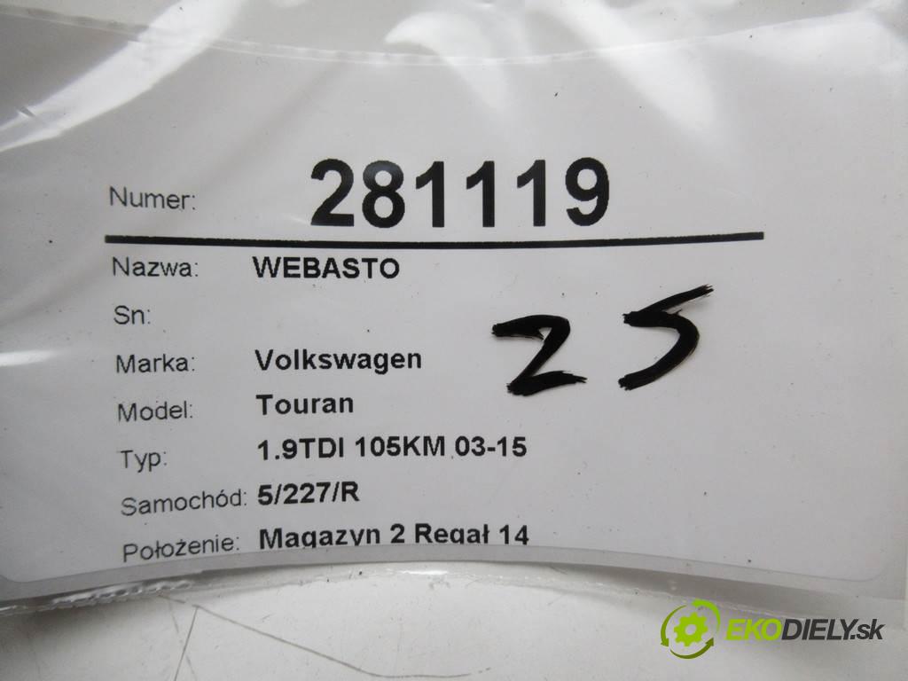 Volkswagen Touran  2005 77 kW 1.9TDI 105KM 03-15 1900 Webasto 1K0815065R (Webasto ohřívače)