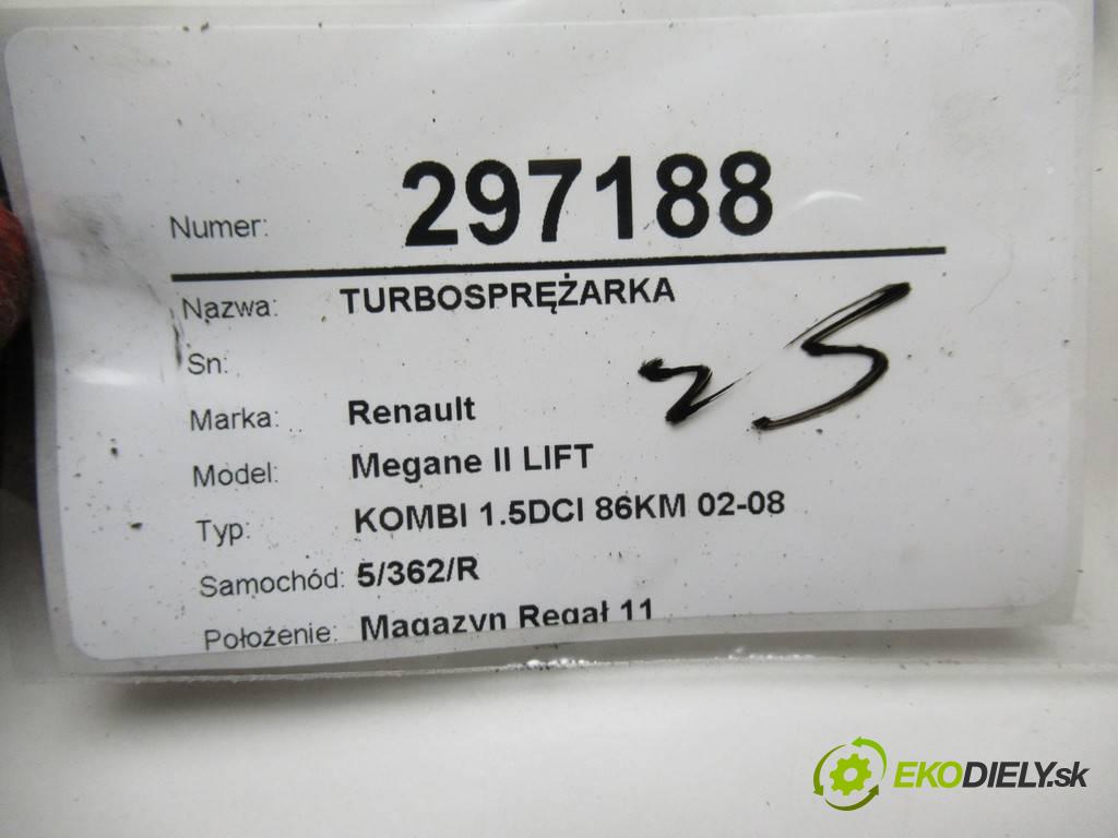Renault Megane II LIFT  2007 63 kW KOMBI 1.5DCI 86KM 02-08 1500 Turbodúchadlo,turbo 54359700012 (Turbodúchadlá (kompletné))