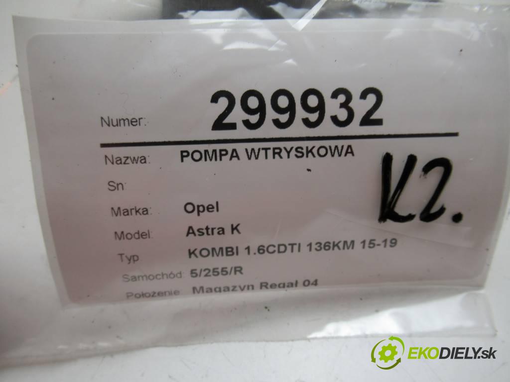 Opel Astra K  2017  KOMBI 1.6CDTI 136KM 15-19 1600 Pumpa vstrekovacia 55495425 (Vstrekovacie čerpadlá)