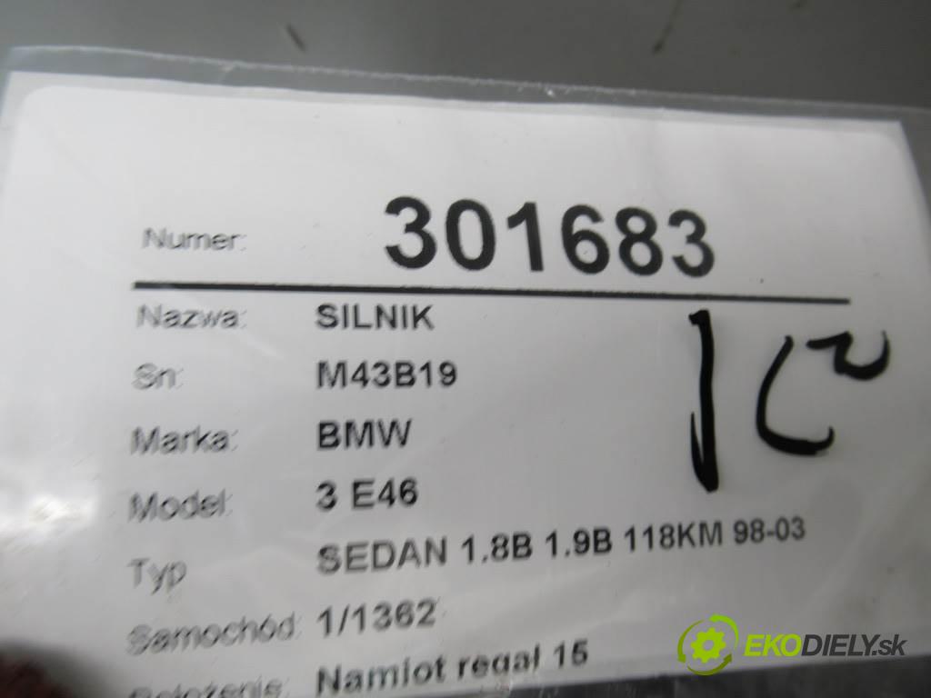 BMW 3 E46  1999 87 kW SEDAN 1.8B 1.9B 118KM 98-03 1900 motor M43B19 (Motory (kompletní))