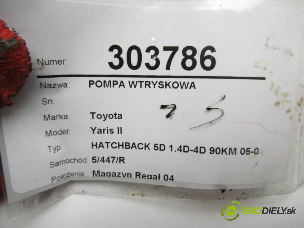 Toyota Yaris II  2007 66 kW HATCHBACK 5D 1.4D-4D 90KM 05-09 1400 Pumpa vstrekovacia 22100-0N020 (Vstrekovacie čerpadlá)