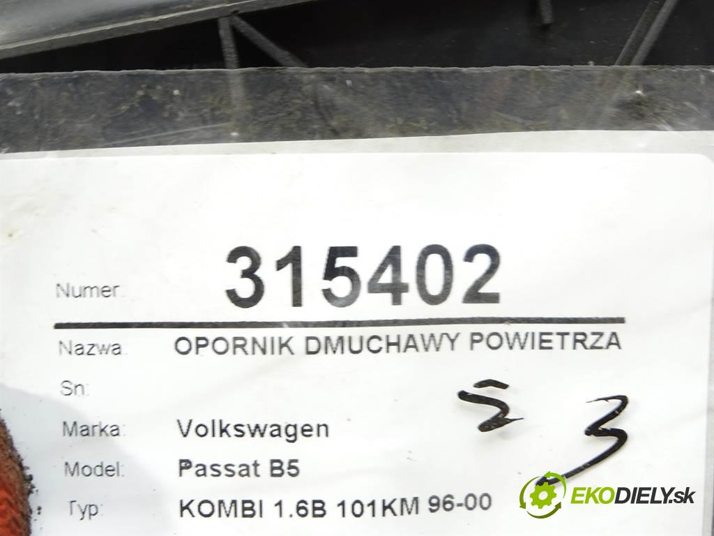 Volkswagen Passat B5  1997 74 kW KOMBI 1.6B 101KM 96-00 1600 Odpor, rezistor kúrenia vzduchu  (Odpory (rezistory) kúrenia)