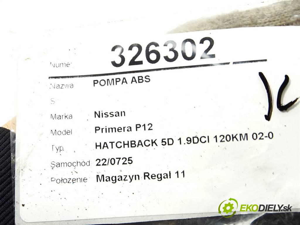 Nissan Primera P12  2003 88 kW HATCHBACK 5D 1.9DCI 120KM 02-07 1900 Pumpa ABS 0265800334 (Pumpy ABS)